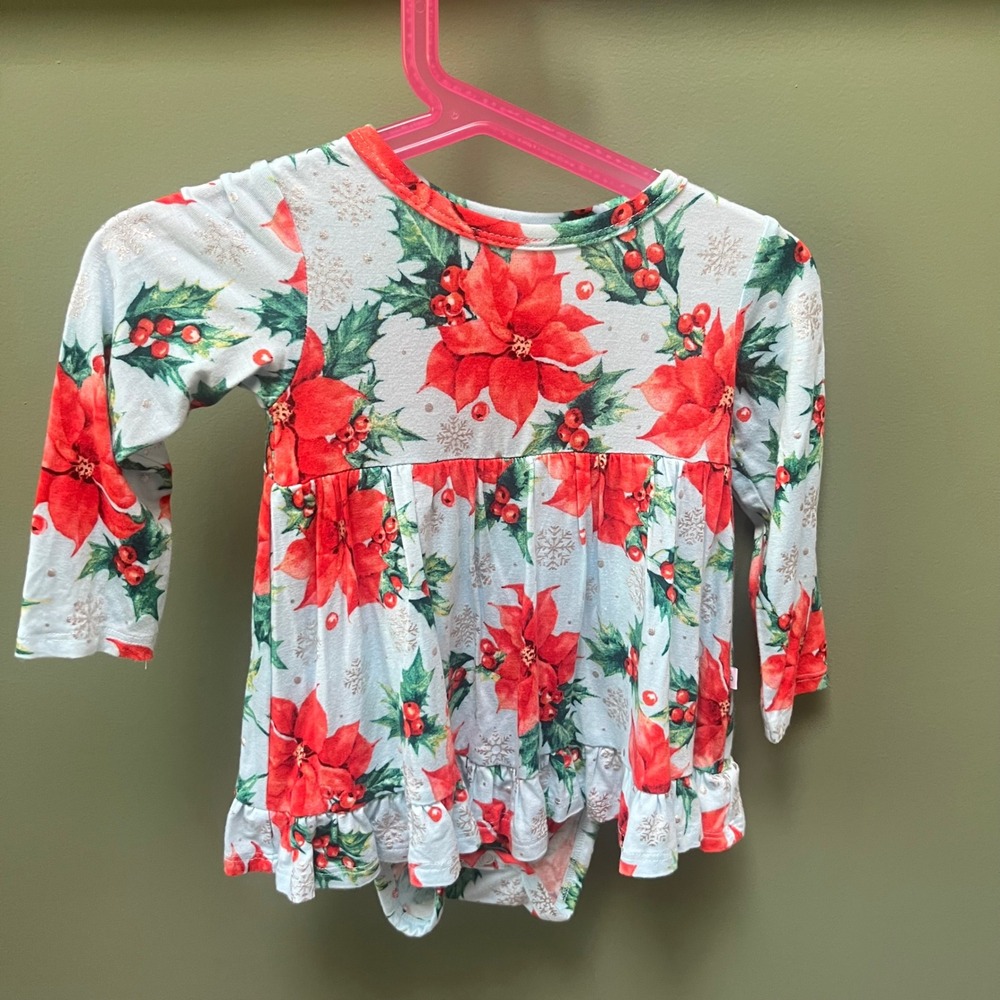 Posh Peanut‎ 12-18 Months Baby Girl Christmas Poinsettia Ruffle Romper
